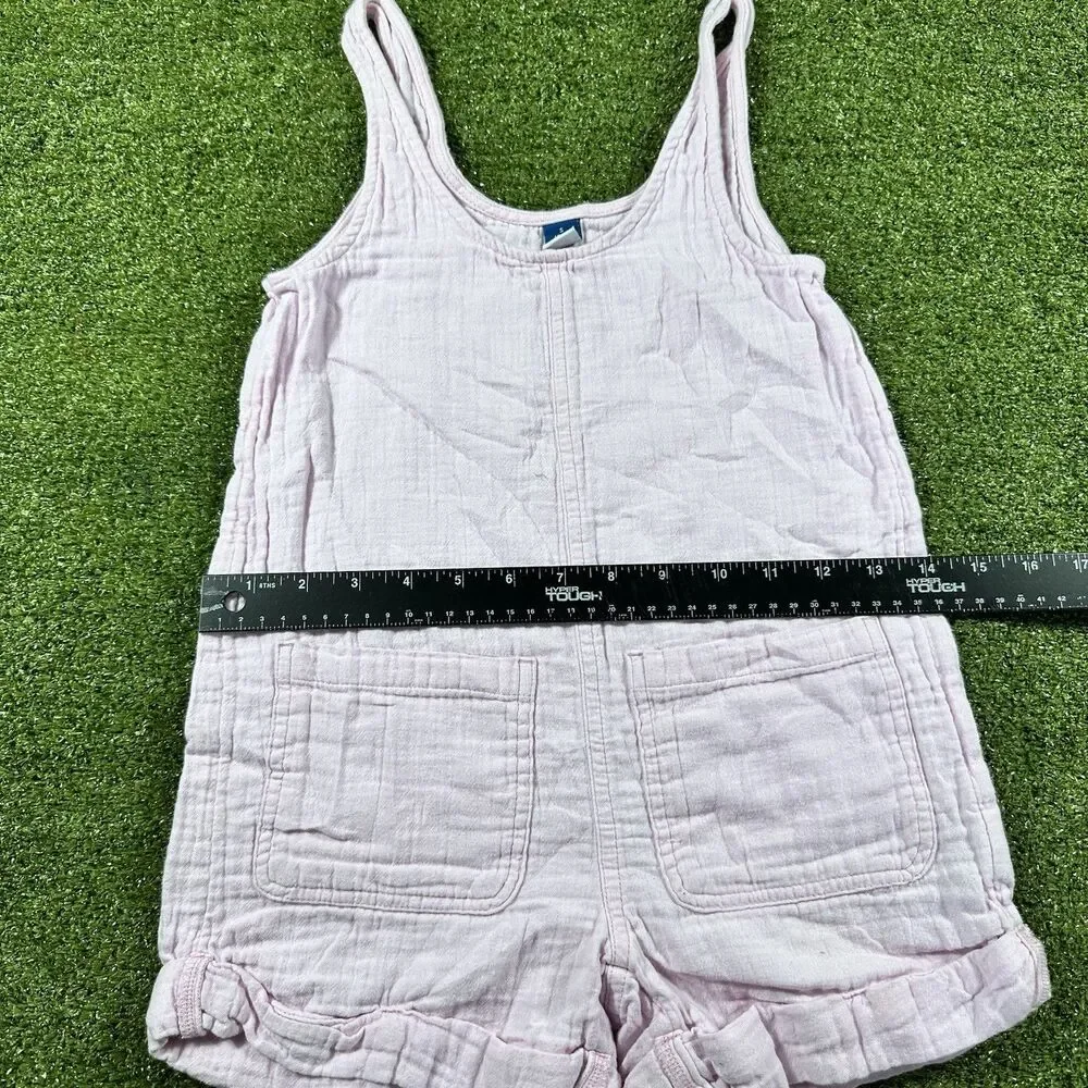 Old Navy Girls Sleeveless Double-Weave Pocket Romper Pink Size S (6-7)